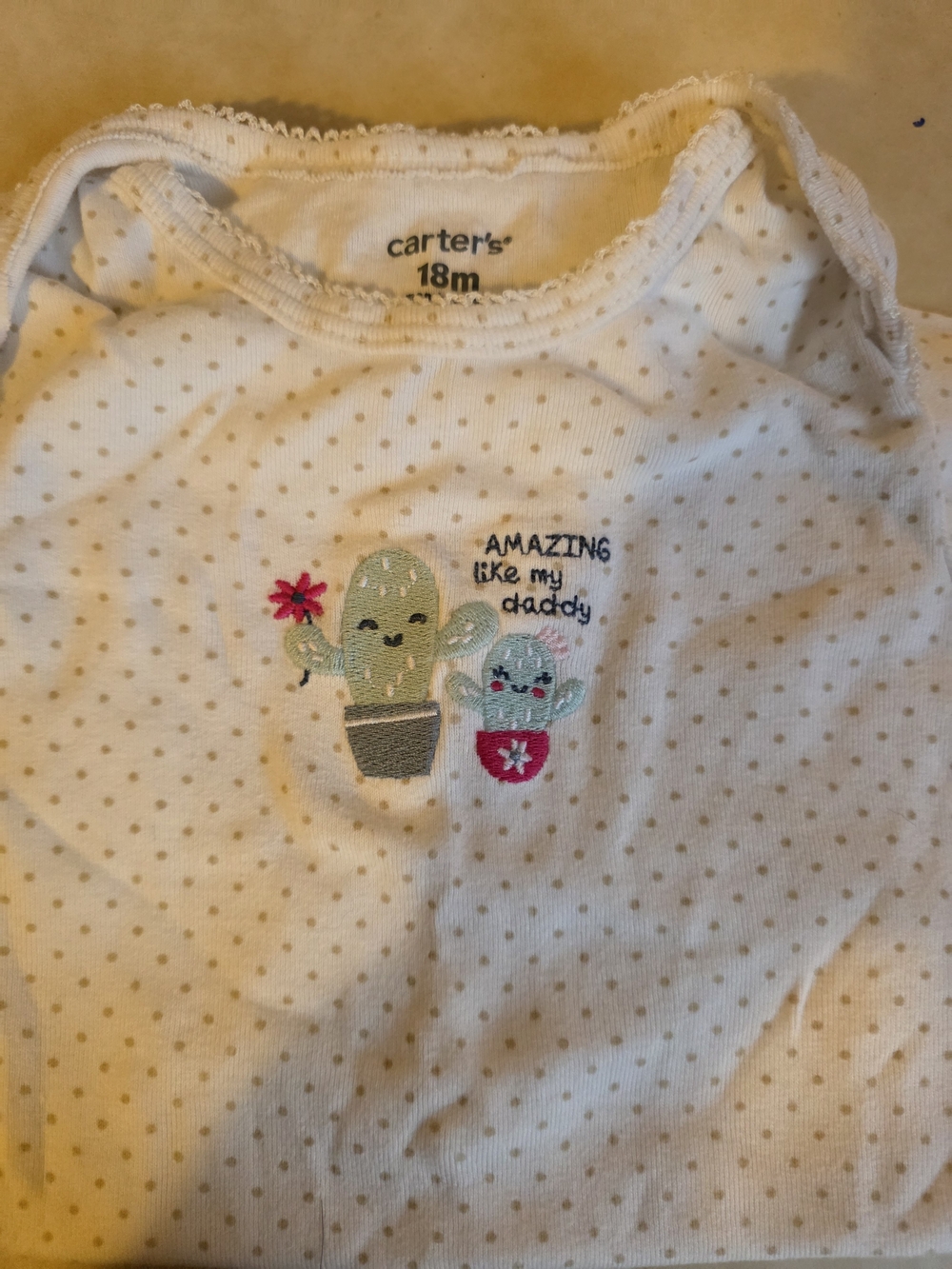 Carter's White Polka Dot Onesie with Cactus Embroidery